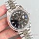 Rolex Day-Date II Watch Replica Stainless Steel Black Face Diamond Markers (2)_th.jpg